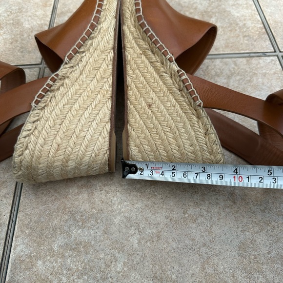 Celine Tan Jute Leather Wrap around Wedge Platform Espadrilles - Picture 11 of 16